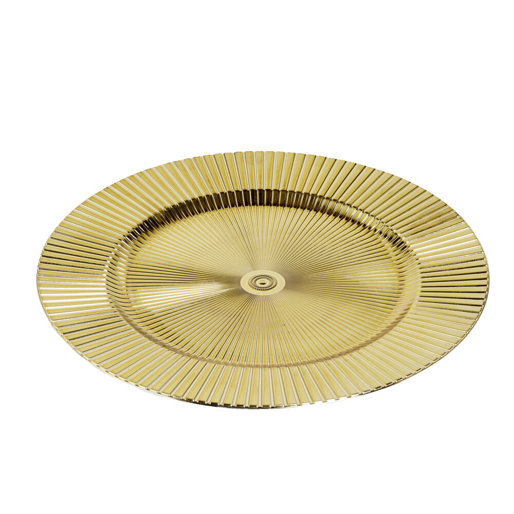 Sous assiette ronde plastique strié jaune doré Ø33cm