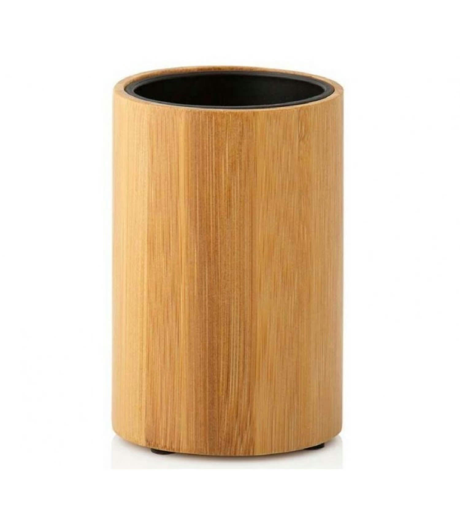 BAMBOU - Porte brosse à dents en bambou et polyrésine noire
