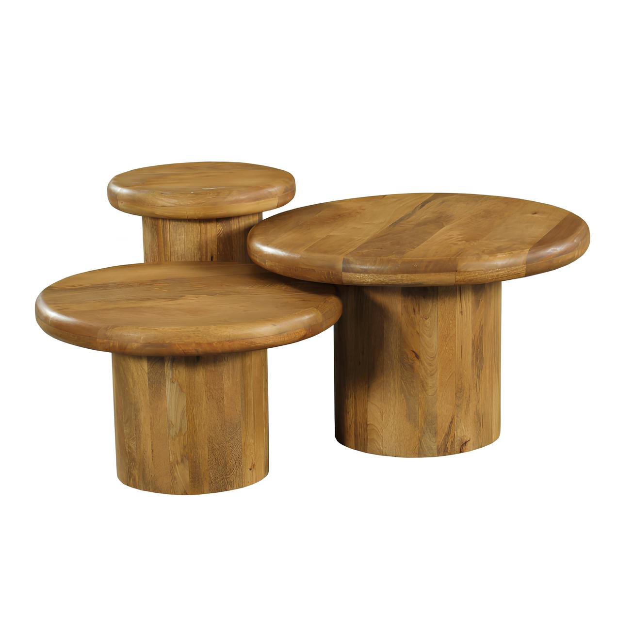 Table basse gigogne ronde à plateau épais (lot de 3) ALMA