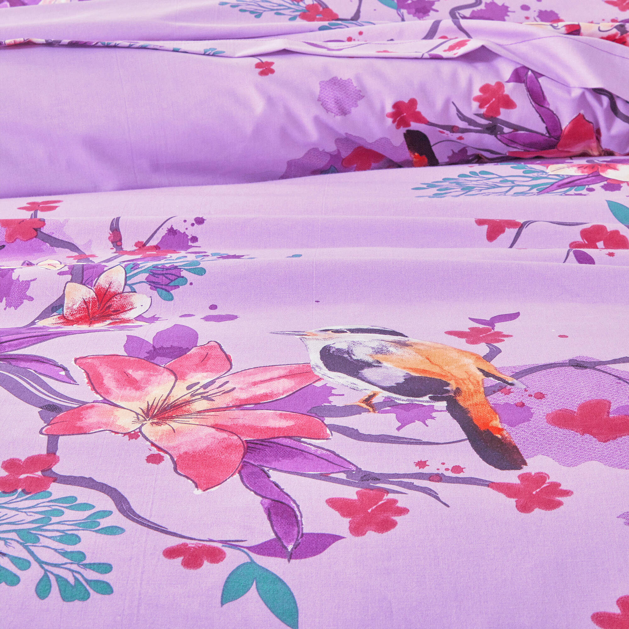 Linge de lit Birdy en coton imprimé oiseaux