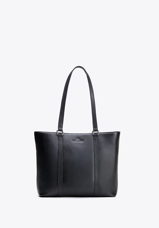 Elegancka shopperka ze skóry naturalnej czarna