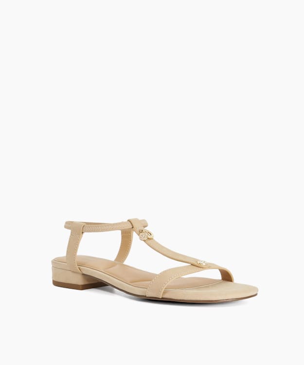 Lyra Ecru - Flat T-Bar Sandals