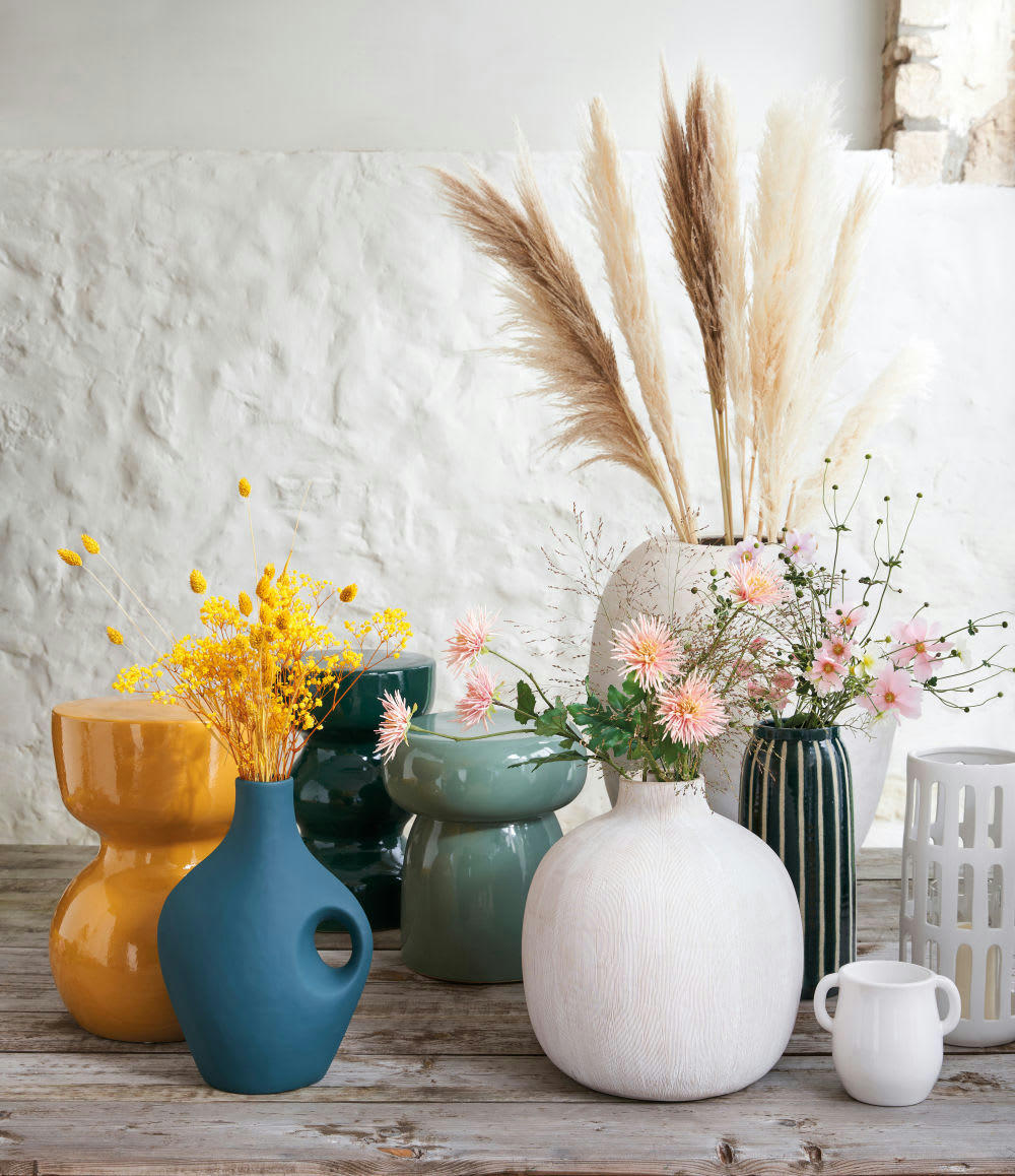 SAINTE-MAXIME - Vase en dolomite bleu vert H41