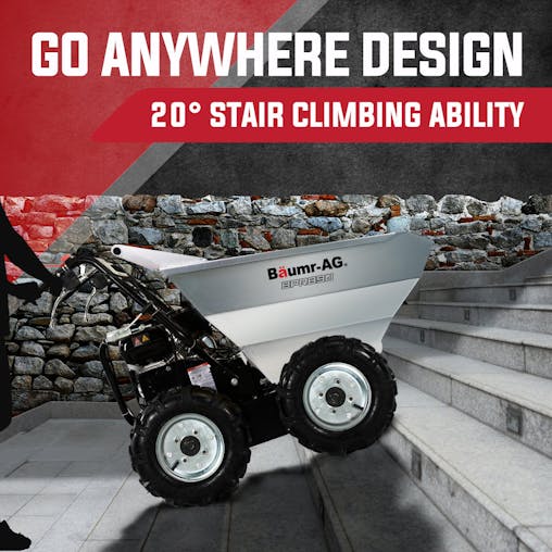 NNEMB 6.5HP Mini Dumper Power Barrow Petrol-Powered with Galvanised Bucket