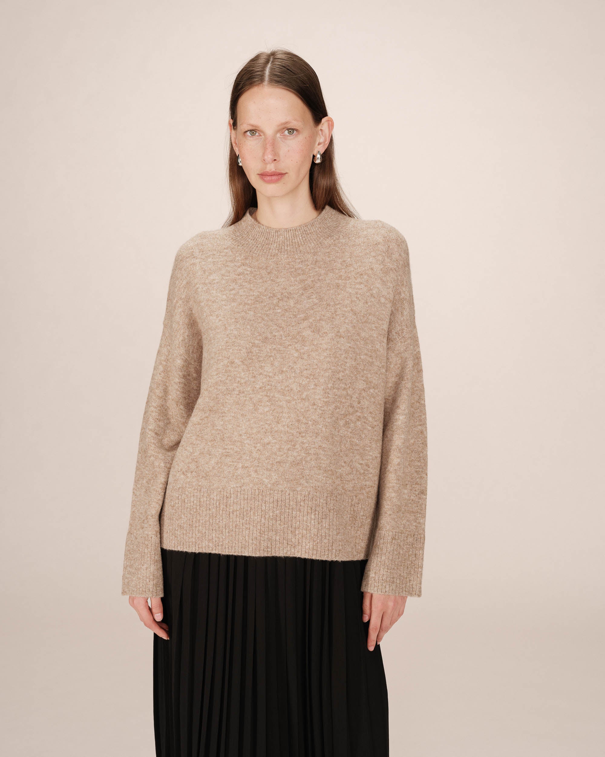 Pull col montant greige Salty