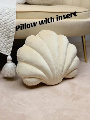 NNESN Seashell Shaped Decorative Pillow - Beige, 100% Polyester Fabric, 10x38x28 cm