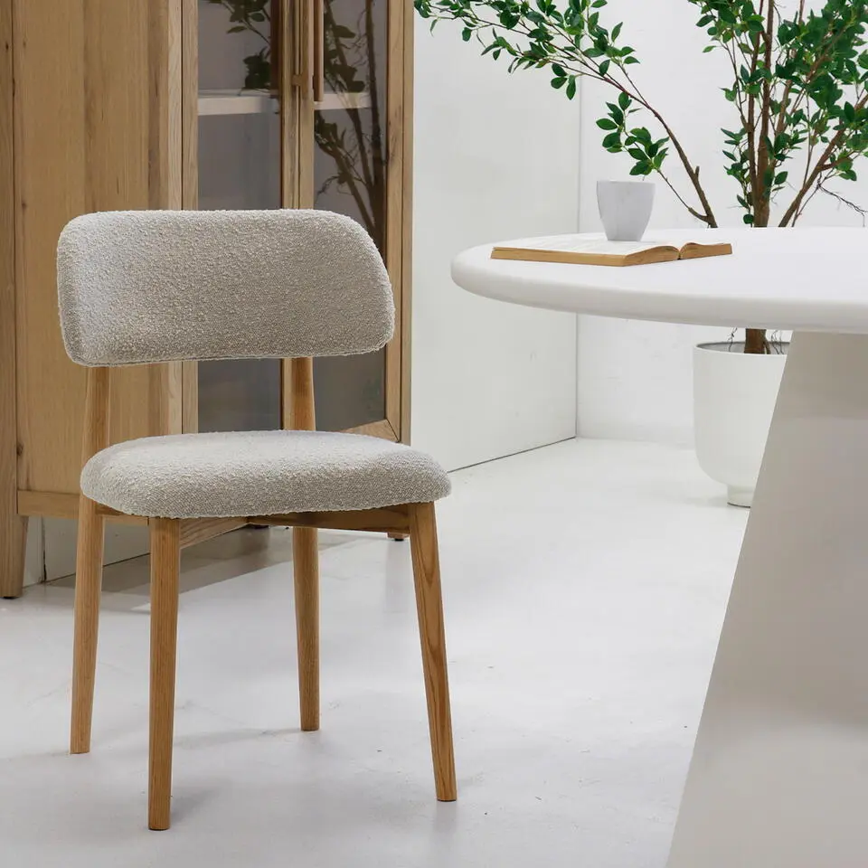 Eetkamerstoel Taupe Stof - 48x51x78cm - Zitdiepte 45cm - Lexi - Set van 2