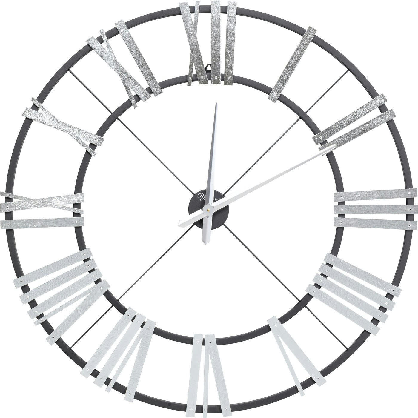NEVIO - Horloge murale noire et argentée D95