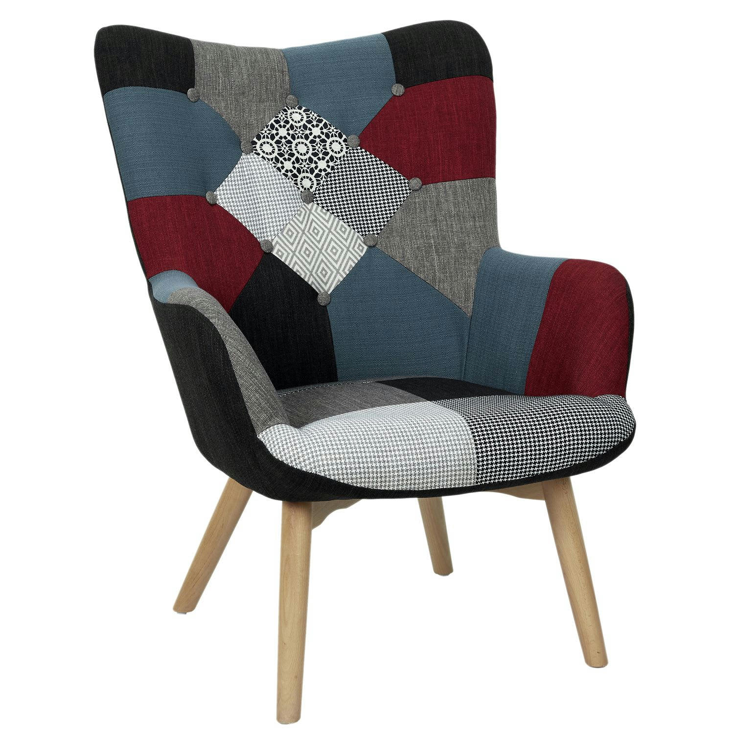 MILANO - Fauteuil assise en tissu patchwork