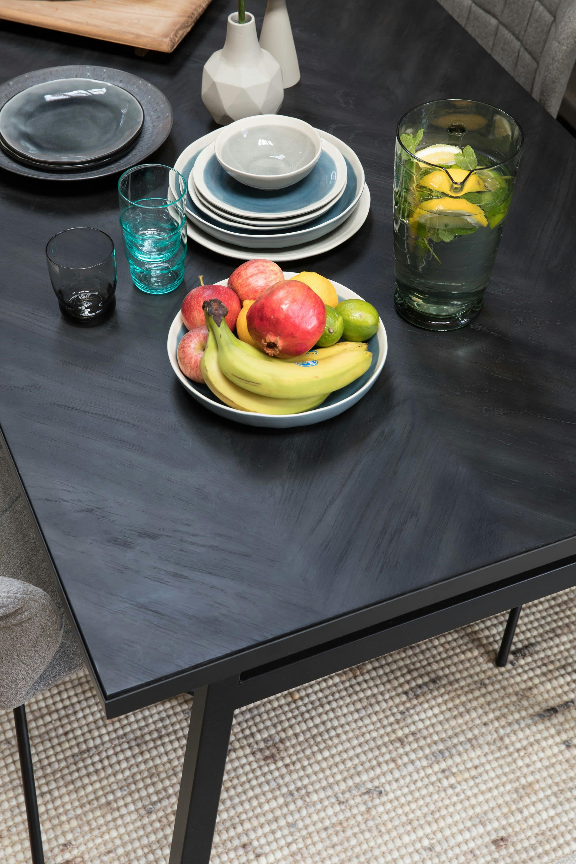 SETH - Table 220x90cm en bois noir