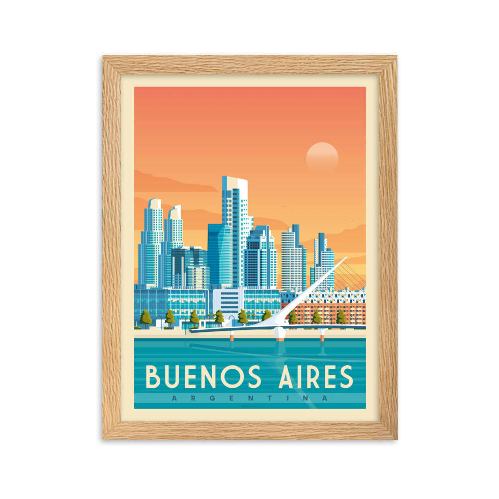 - Affiche Buenos Aires Argentine avec Cadre (Bois) 21x29,7 cm