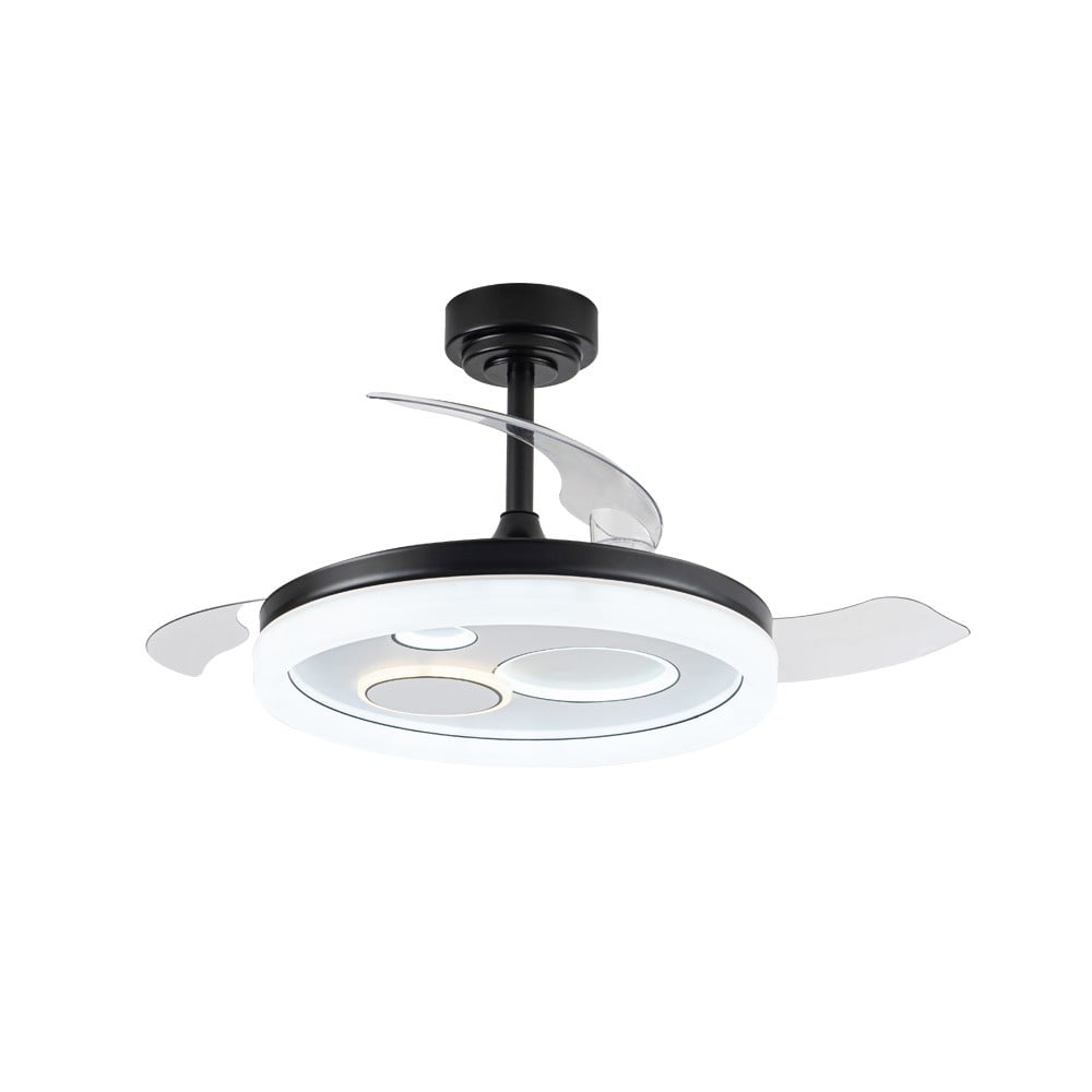 CristalRecord plafondventilator Naira - 1 lichts - 107 x 44  cm - zwart