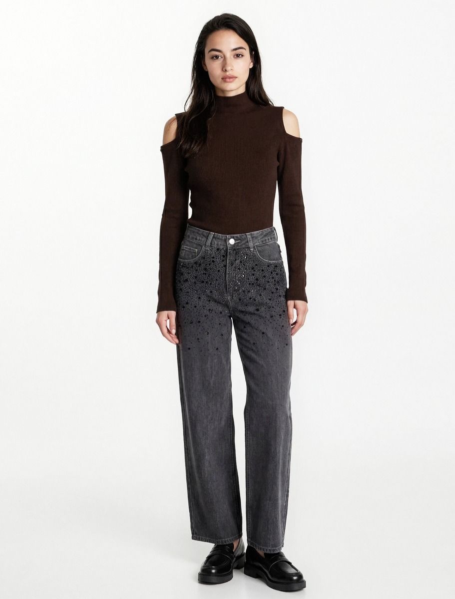 Rib μπλούζα με cut out ώμους