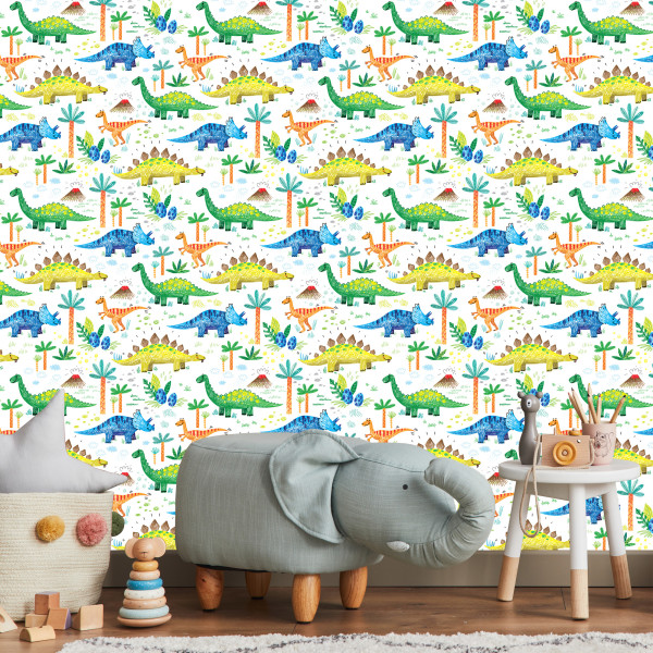 Tapeta Do Pokoju Chłopca Kolorowe Dinozaury