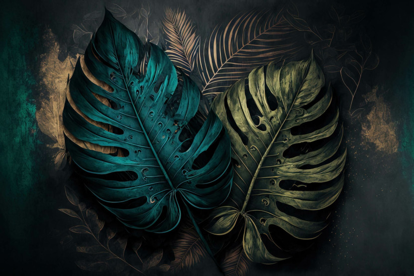Fototapeta Liście MONSTERA Abstrakcja 3D 90x60cm