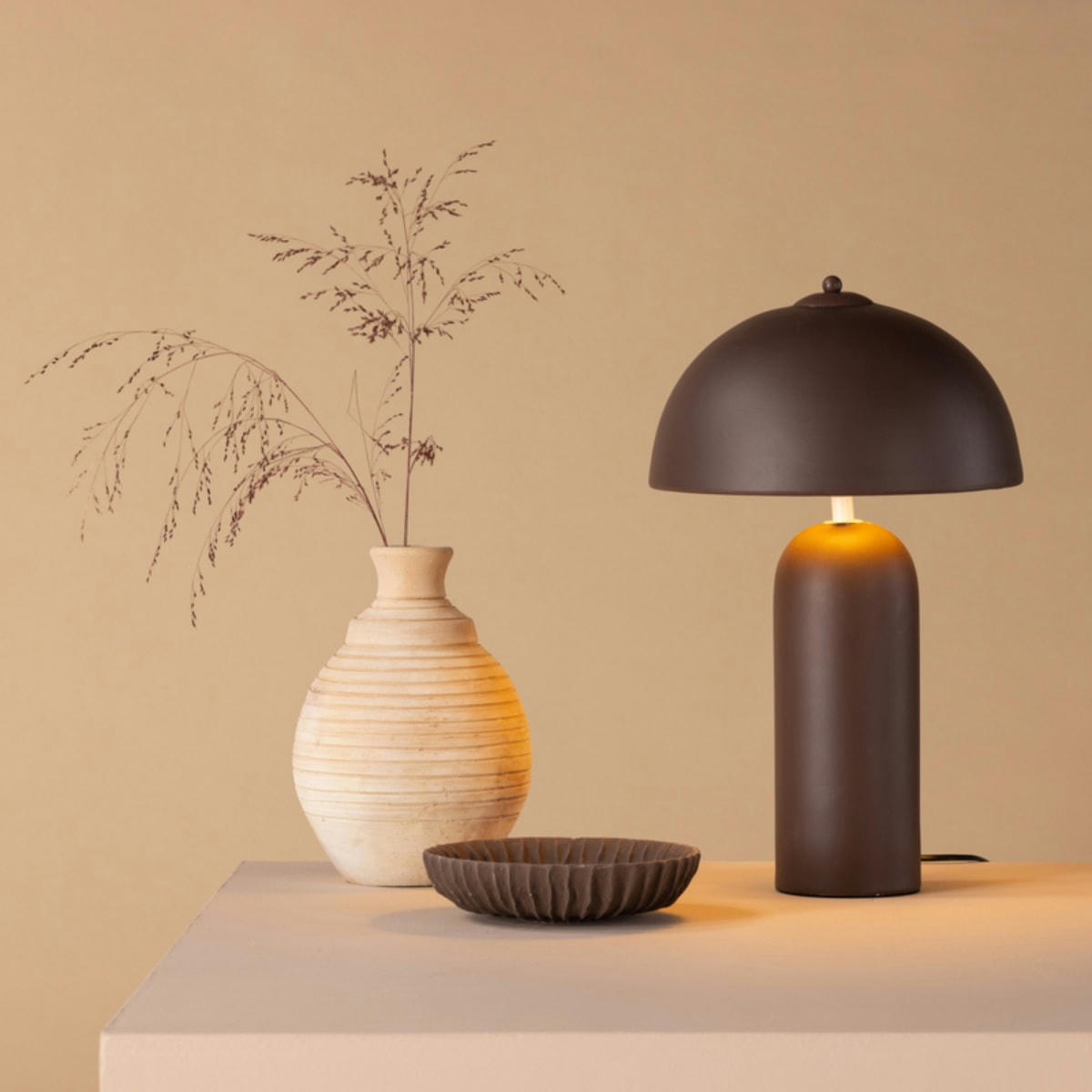 PALINE - Lampe tendance marron en pierre