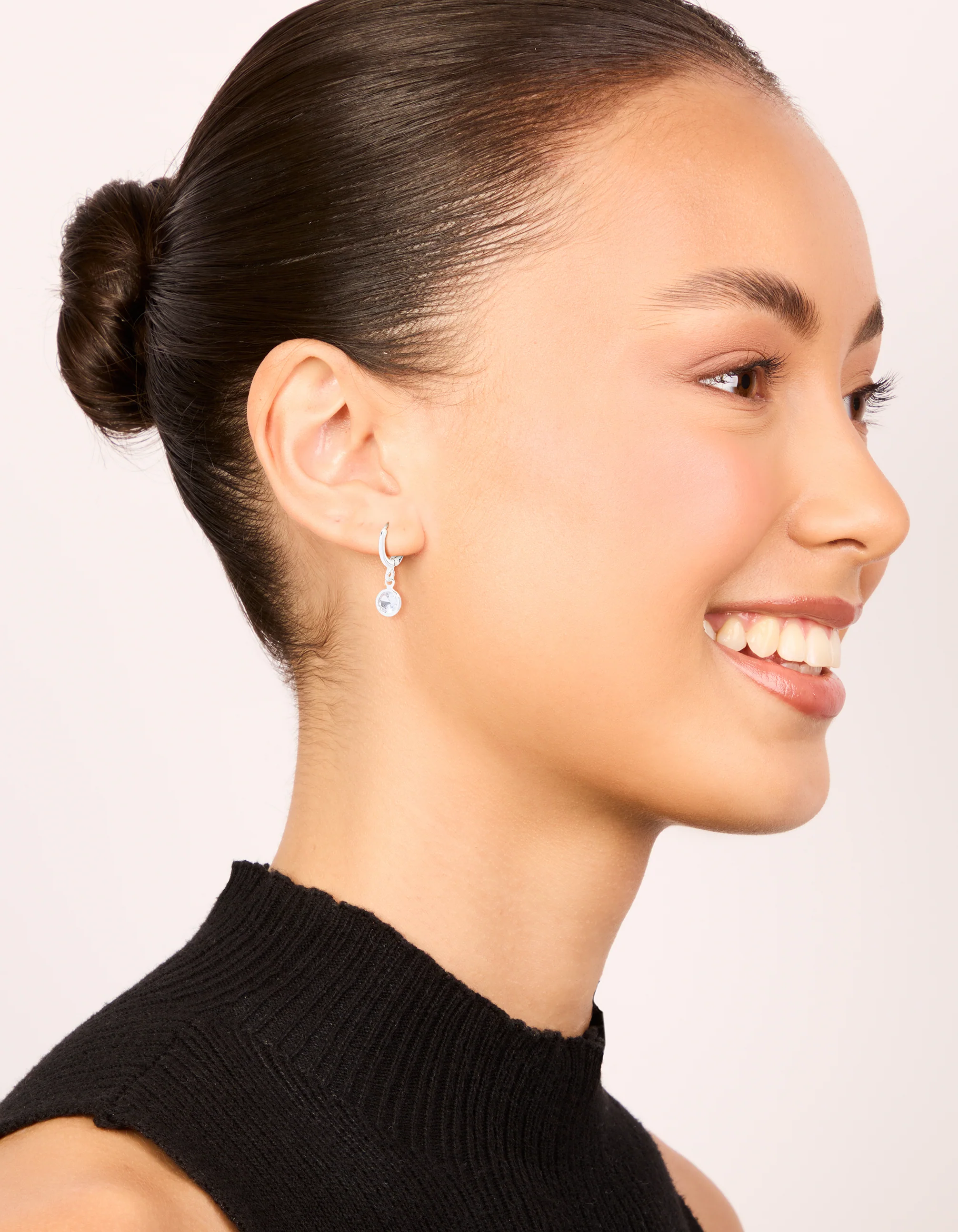 Silver Cubic Zirconia Huggie Earrings