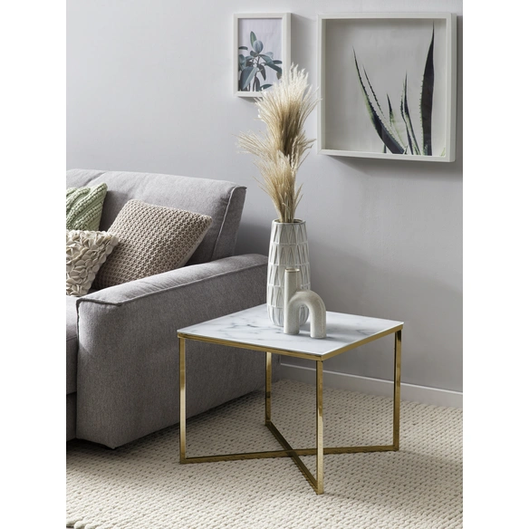 Beistelltisch, BxH: 50 x 42 cm, Metall/Glas