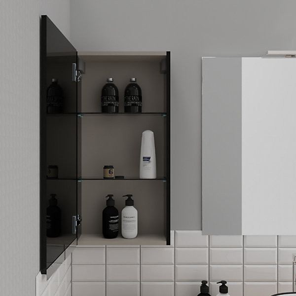 Armoire de salle de bain 40x80 Noire brillante à suspendre