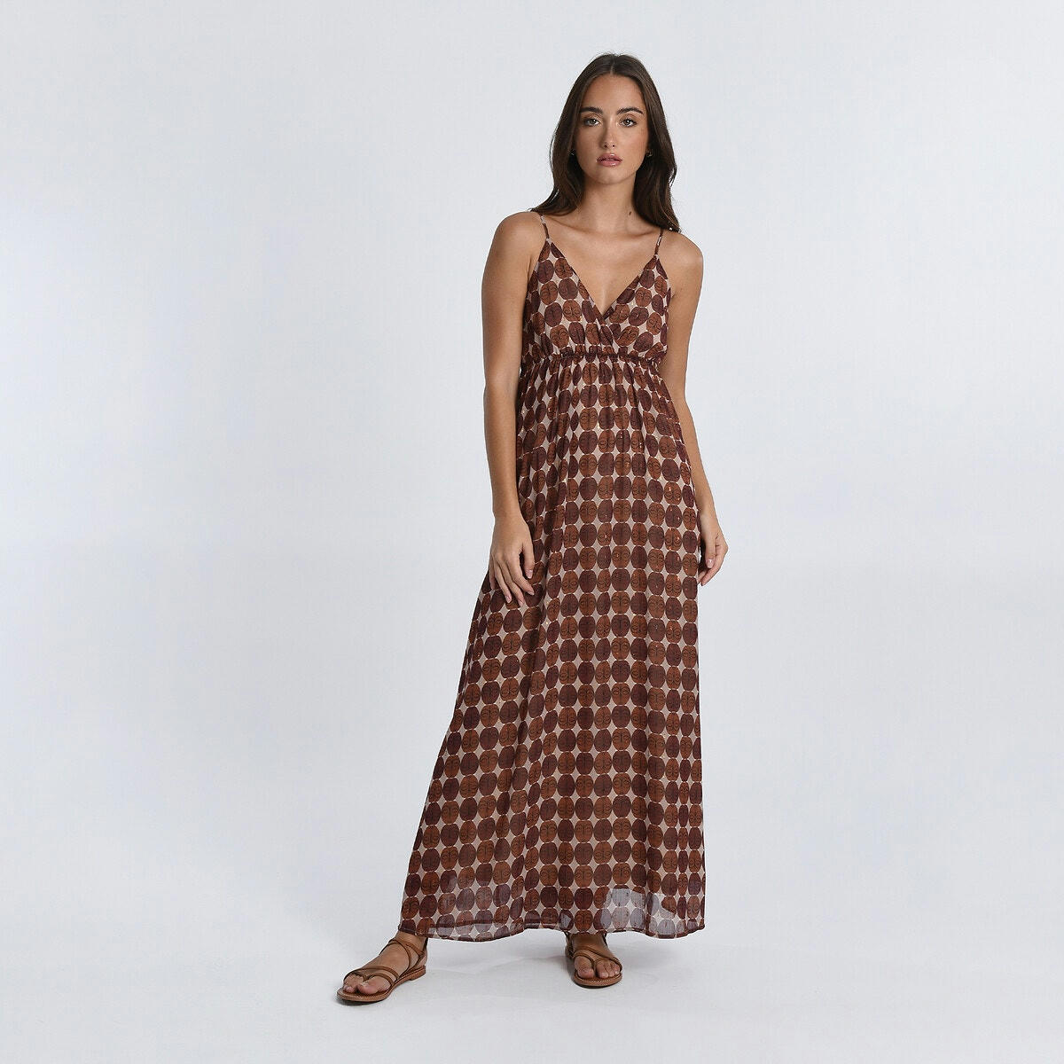 Robe longue imprimée à bretelles