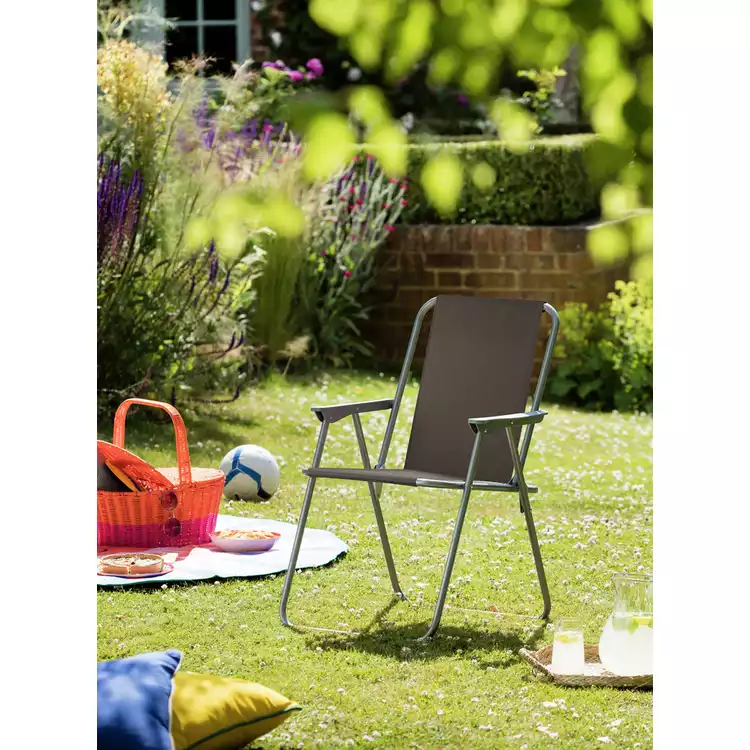 Habitat Folding Metal Garden Chair - Charcoal