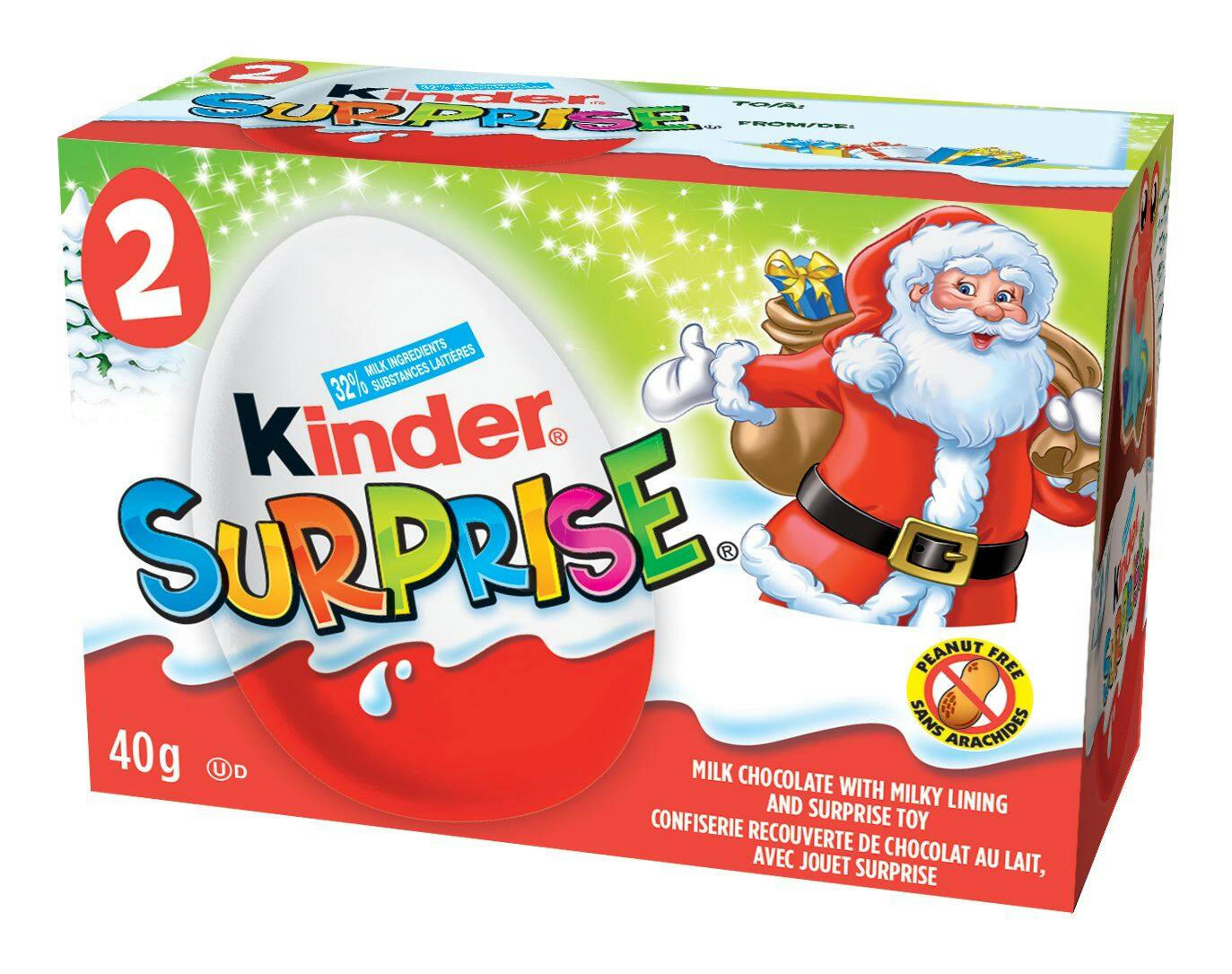 Kinder Suprise Milk Chocolate & Christmas Toy, Assorted Styles, 2-pk