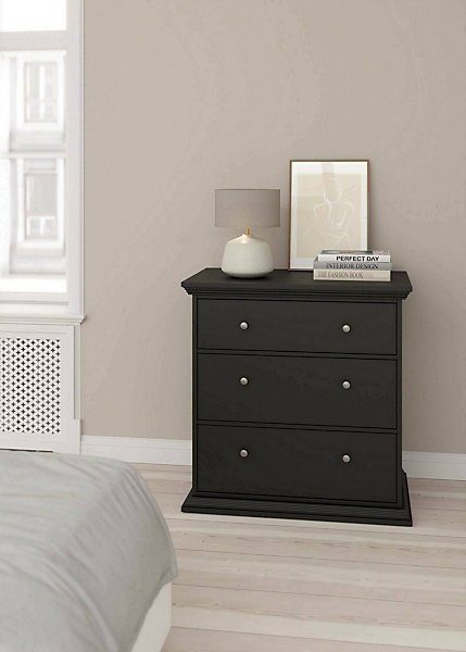 Commode Domeng, Commode polyvalente, Commode de chambre, Meuble avec tiroirs, 86x52 h88 cm, Noir
