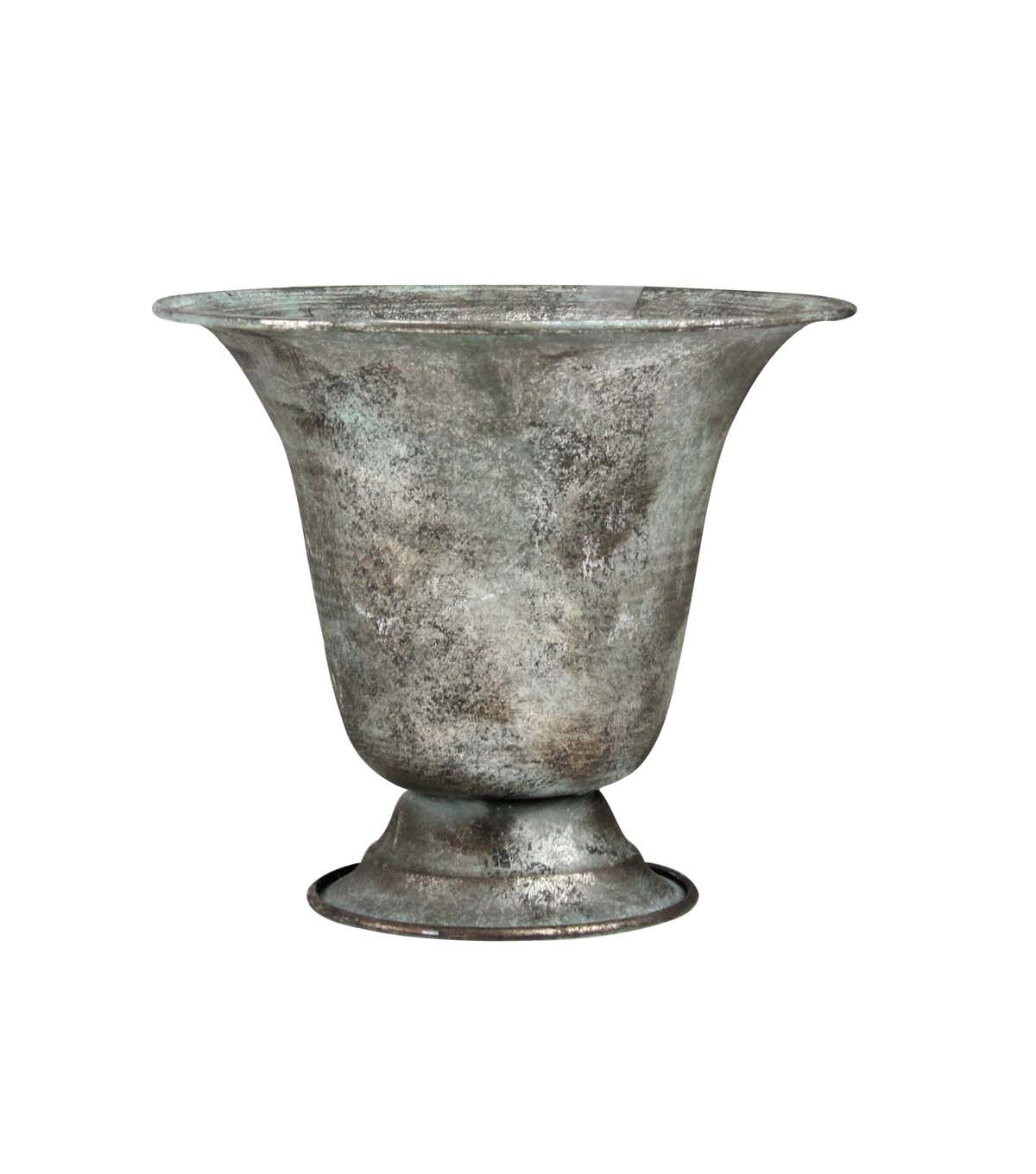 Northlight 7 Silver & Verdigris Metal Urn Planter