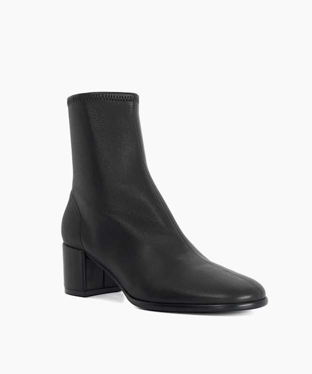 Pyro Black - Leather Block Heel Ankle Boots