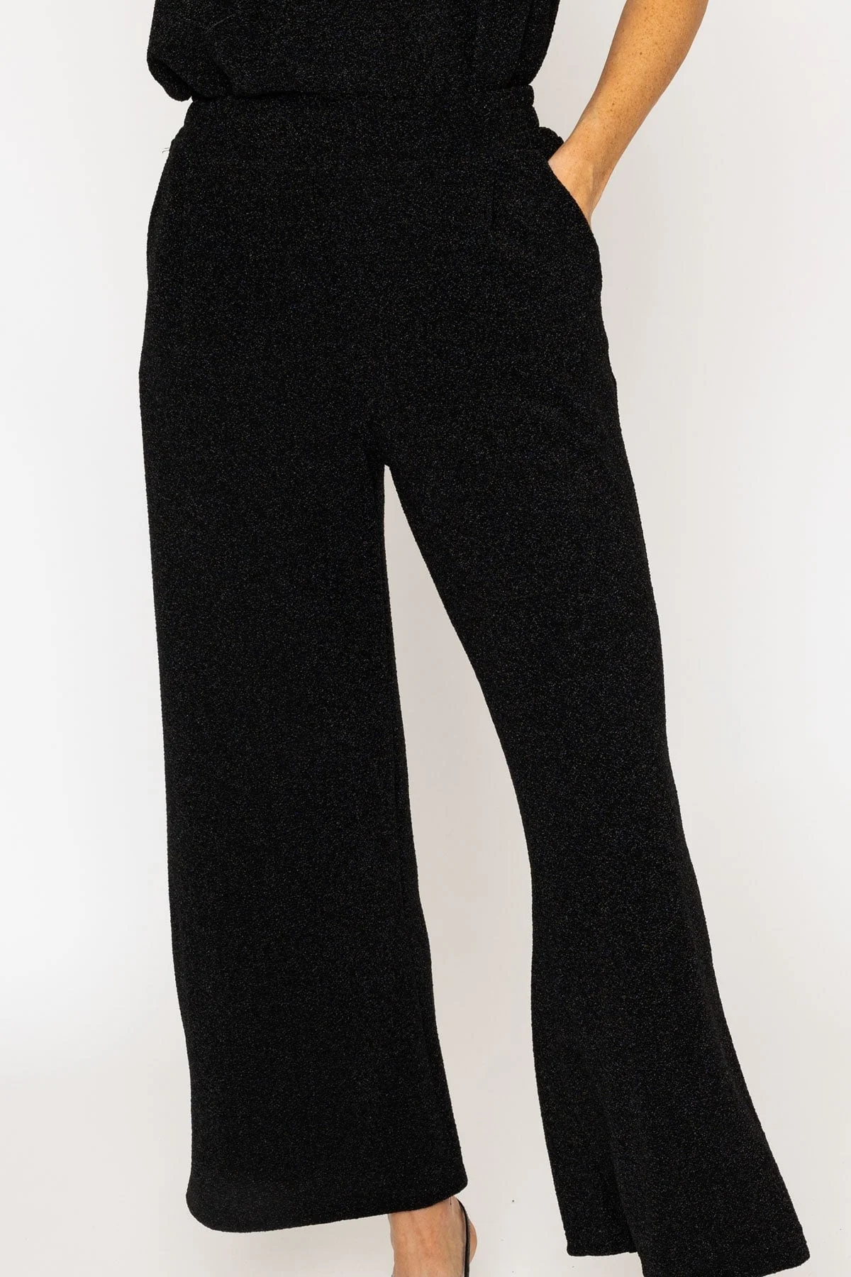 Black Lurex Wide Leg Trousers
