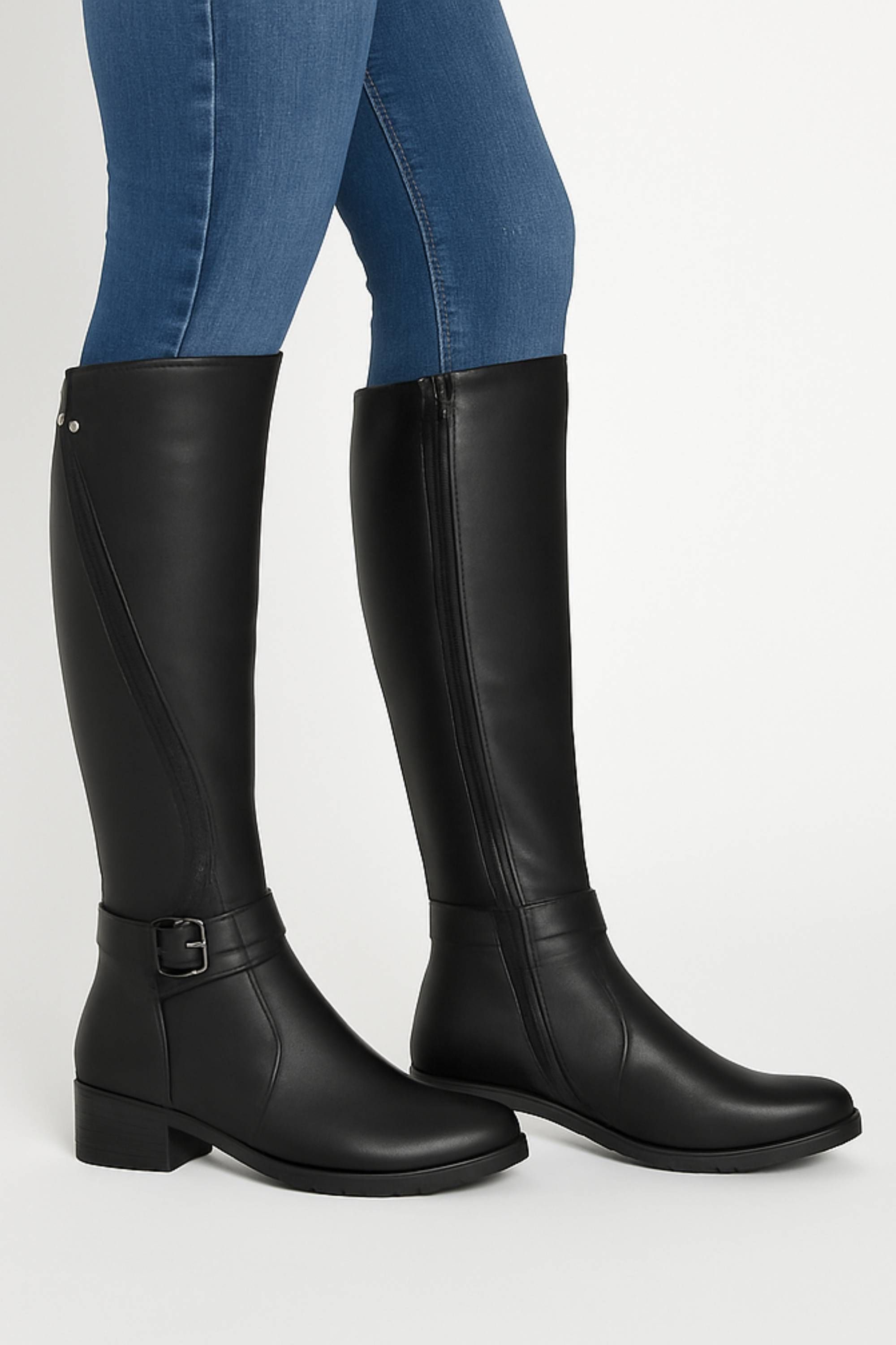 AJVANI Zip Military Biker Style Knee Riding Boots