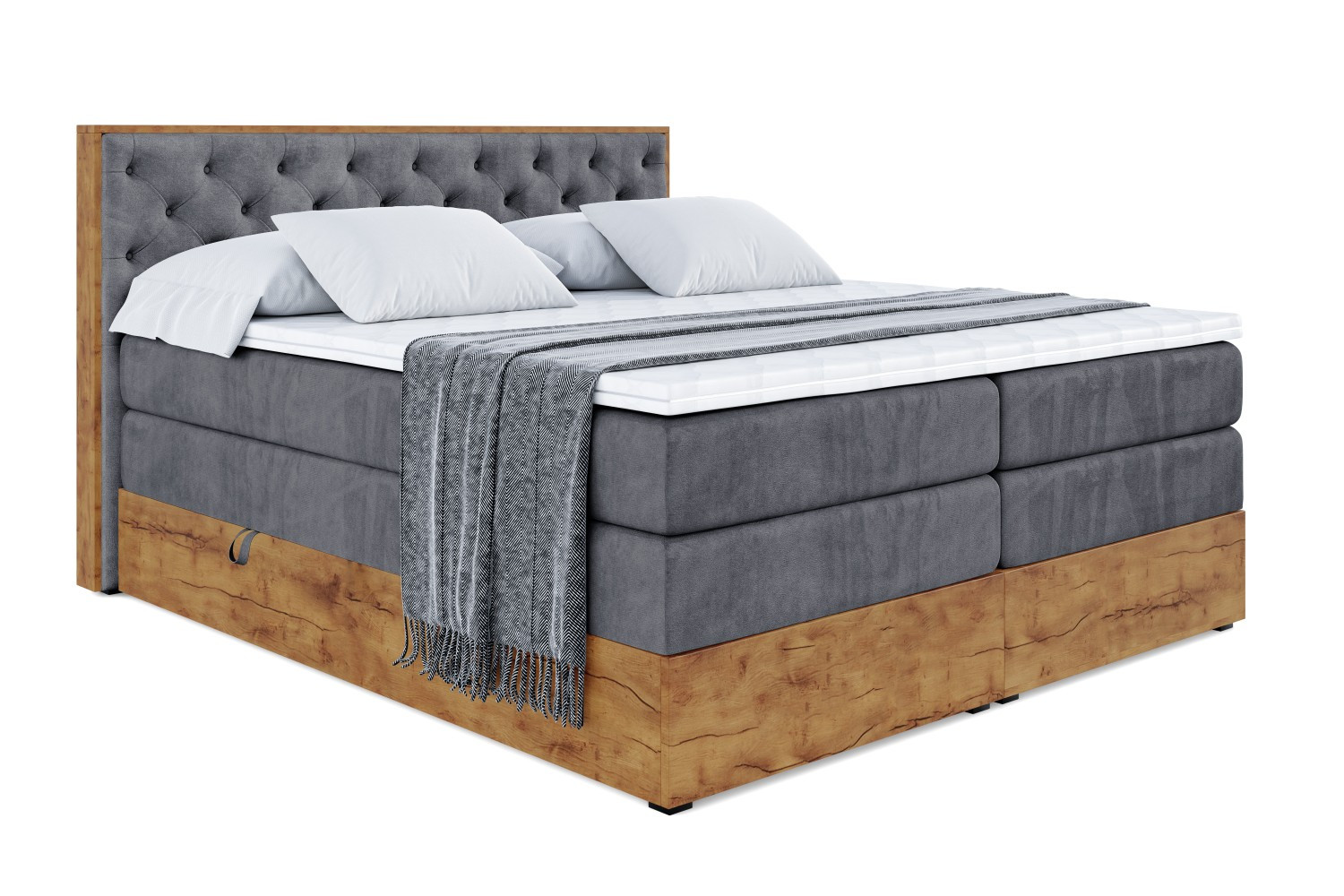 Łóżko kontynentalne z pojemnikiem i materacem H3|H4 LOLLI3 KING 120x200 cm