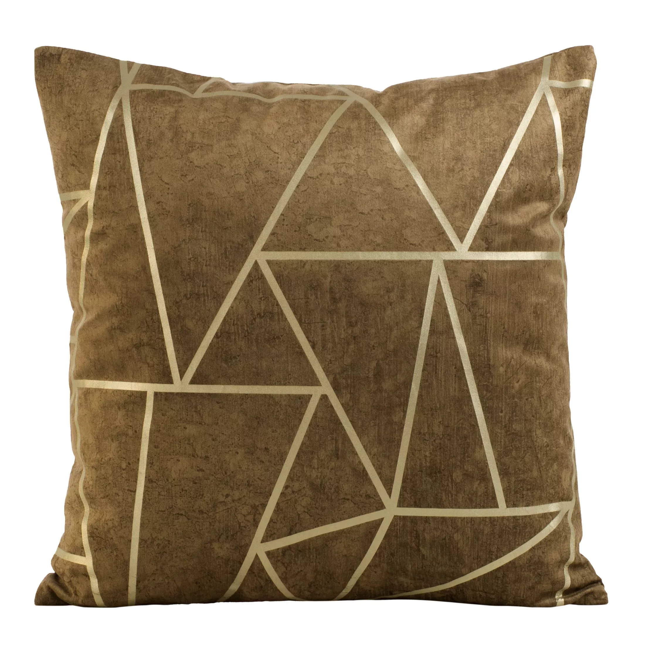 Poszewka na poduszkę 45x45 cm welwetowa brązowa z nadrukiem geometrycznym BLINK 29