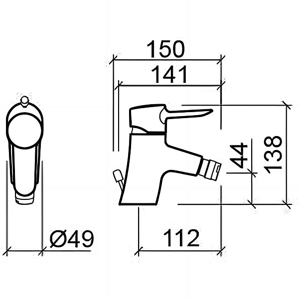 Mitigeur pour bidet à mousseur orientable SANINDUSA Torus chromé livré avec 2 flexibles et son vidage à tirette