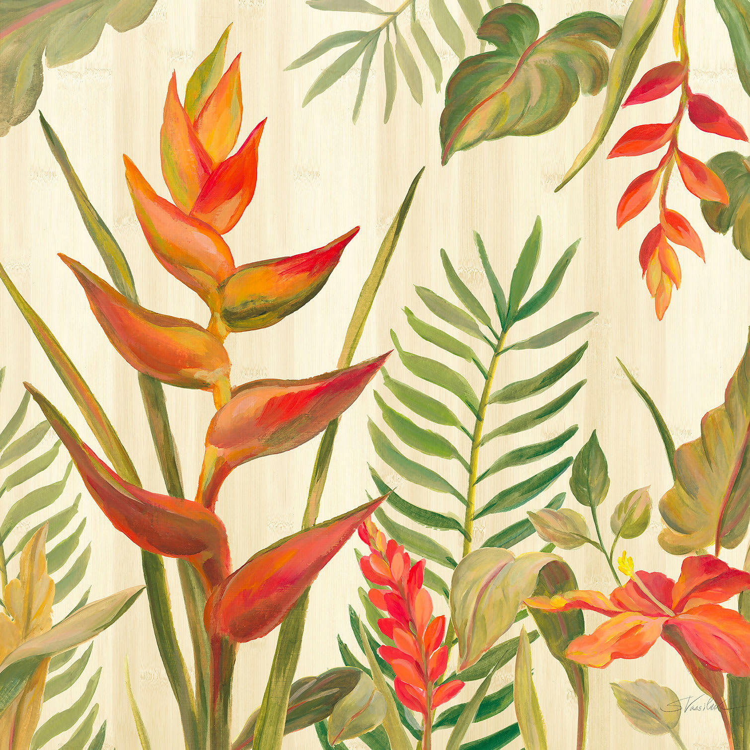 - Tableau Oiseaux du paradis en aquarelle imprimé sur toile 30x30cm