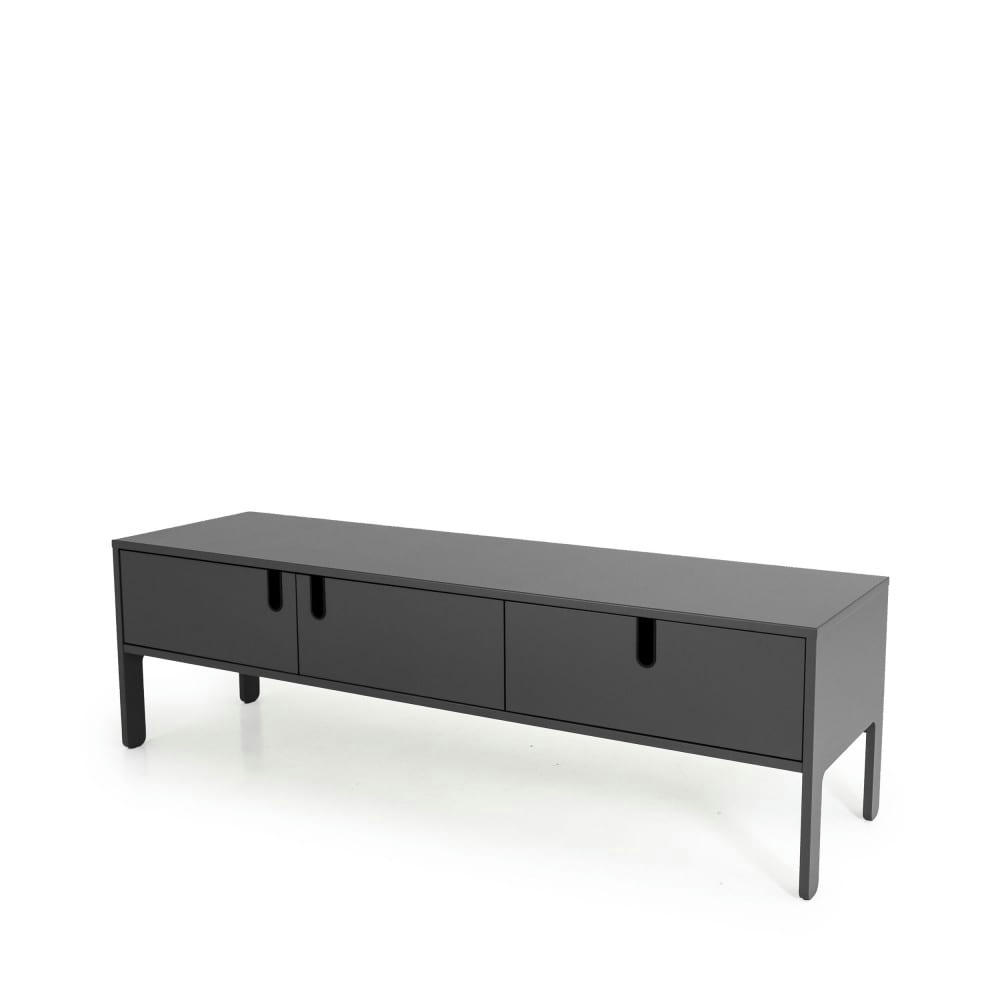 UNO - Meuble TV en bois 2 portes 1 tiroir L171cm gris anthracite