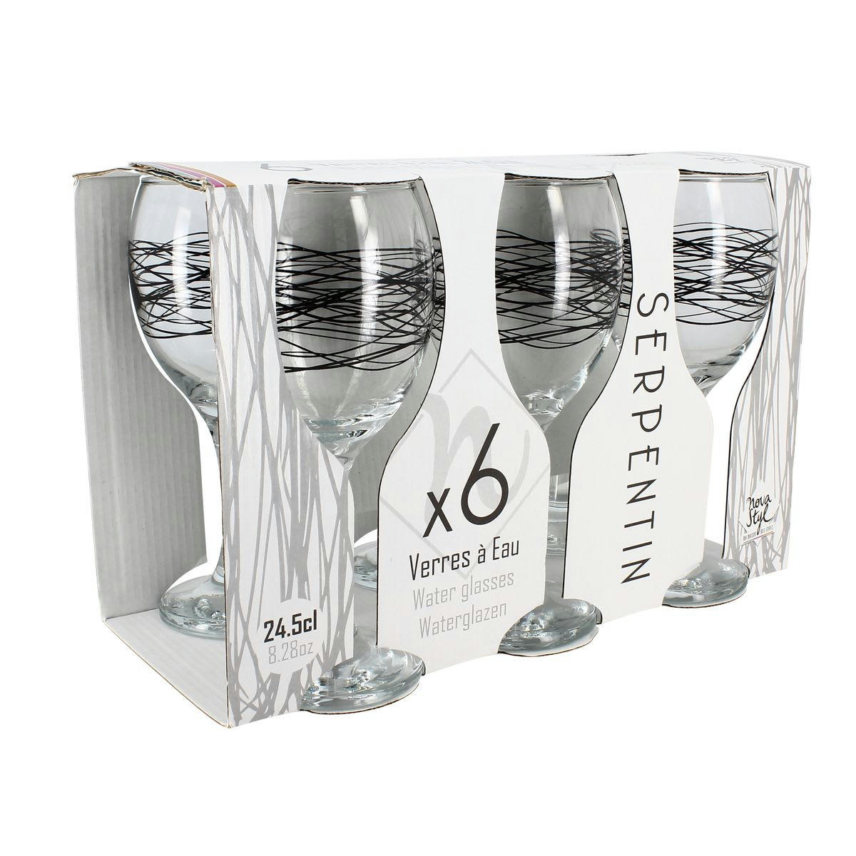 SERPENTIN - Lot de 6 verres à pied 24,5cl en verre