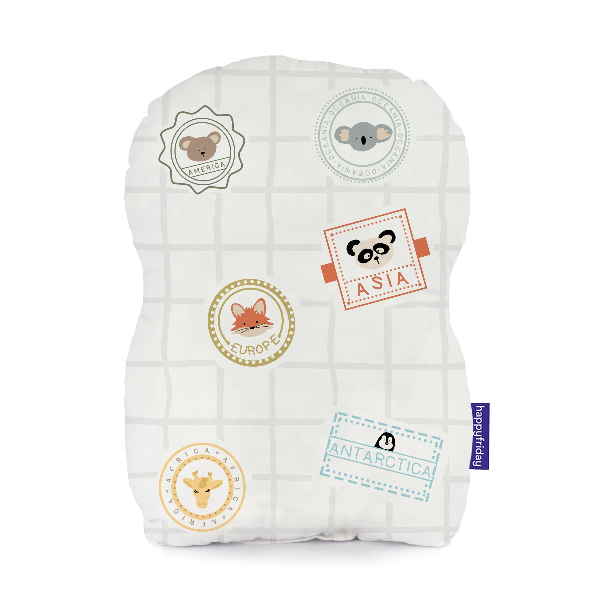 World trip Kussen 40x30 cm Mr Fox, Veelkleurig, 100% katoen, de kwalit