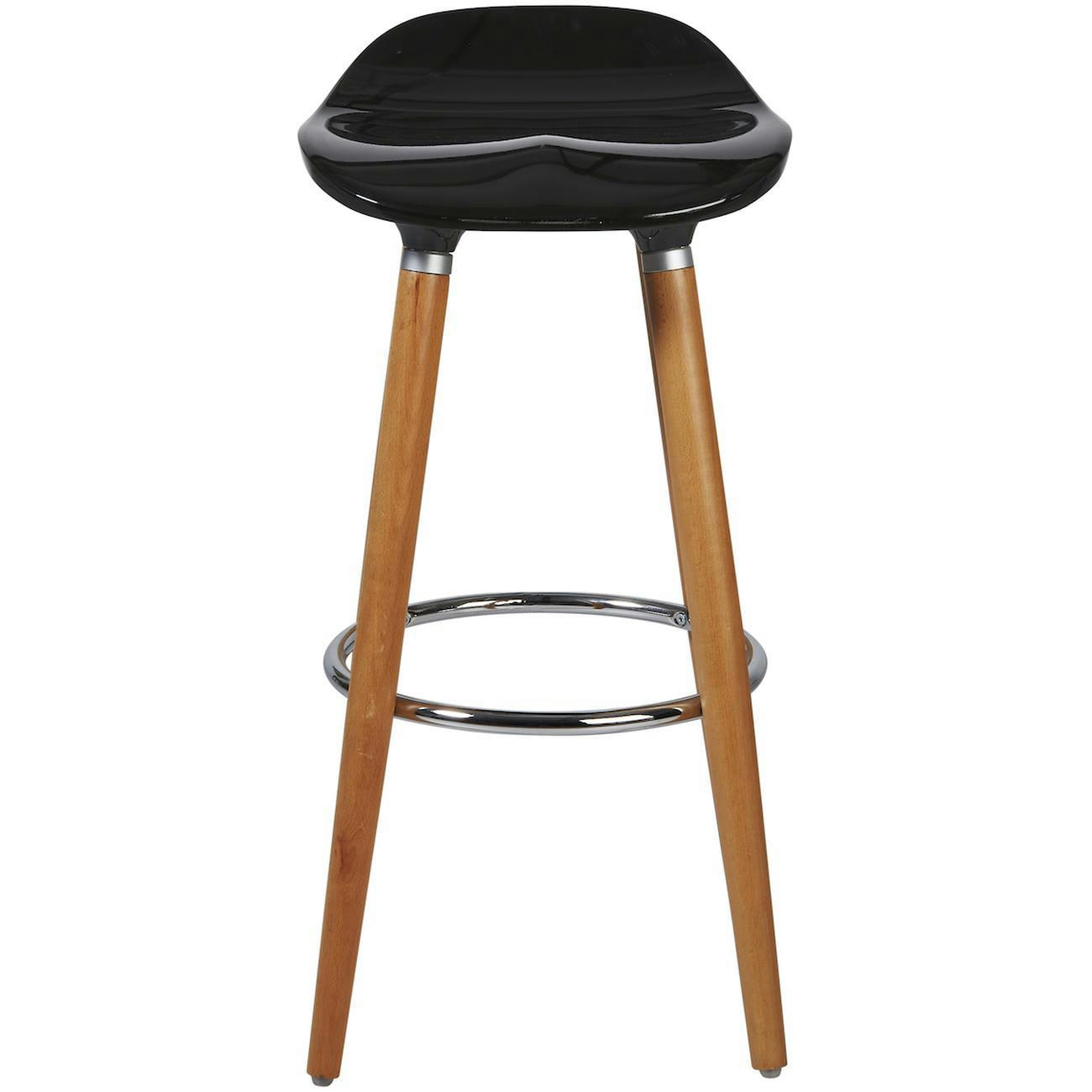 OLLO - Lot de 4 - Tabouret De Bar assise plastique dur abs noir pieds metal