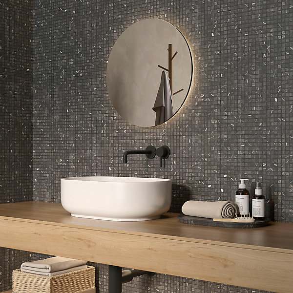 Mosaique de Marbre Noir Vieilli1.5 X 1.5 Cm - vendu par plaque de 30.5 X 30.5 Cm -