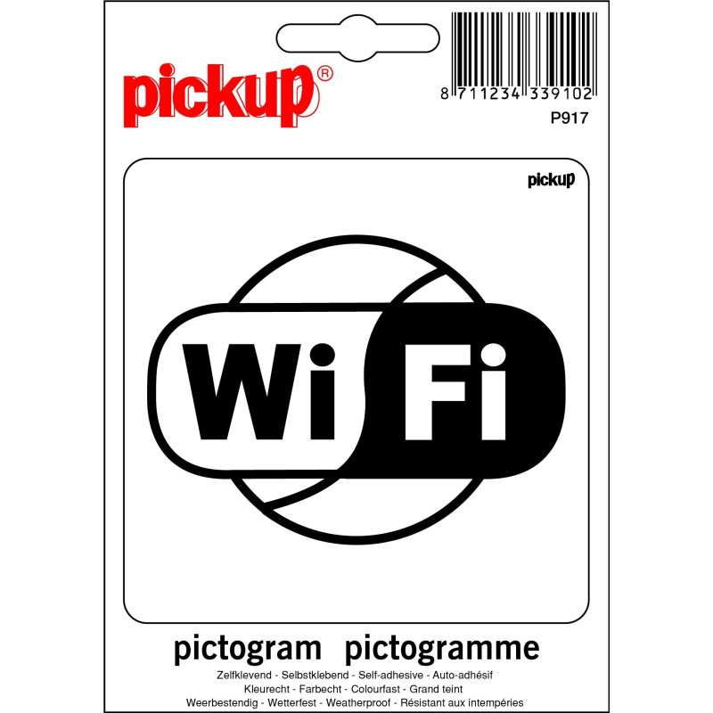 Pictogramme adhésif en vinyle Wi-Fi 10 x 10 cm