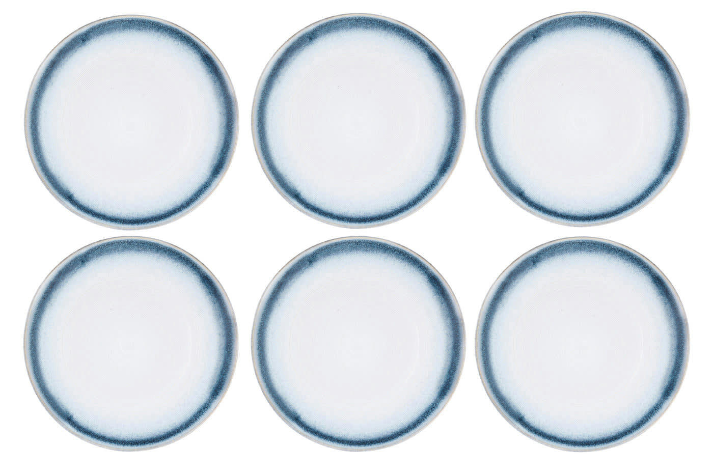 COSMOS - Lot de 6 assiettes plates en grès bleu D27,5