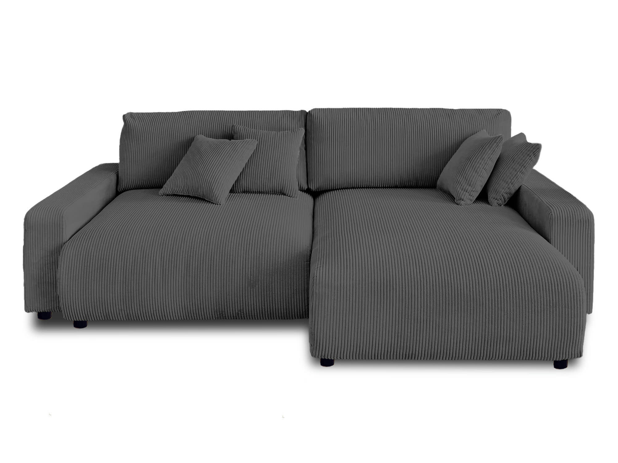 PIVOINE - Canapé d'angle réversible convertible 4 places en velours côtelé gris