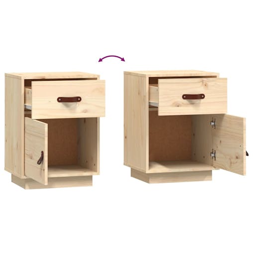 NNEVL Bedside Cabinets 2 pcs 40x34x55 cm Solid Wood Pine