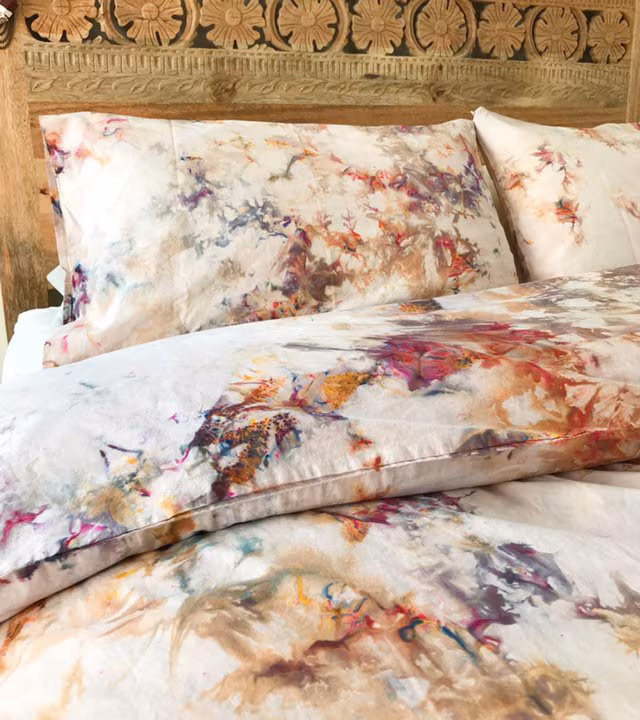 Phoenix Hand Dyed Cotton Duvet Cover Set, Boho Bedding