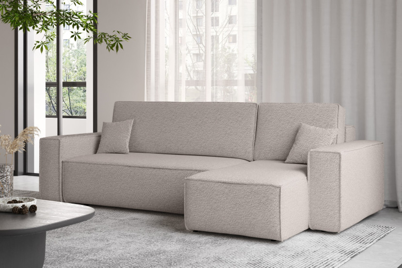 Sofa w kształcie L BEST, tkanina Abriamo, Ciemnobeżowy Prawostronny