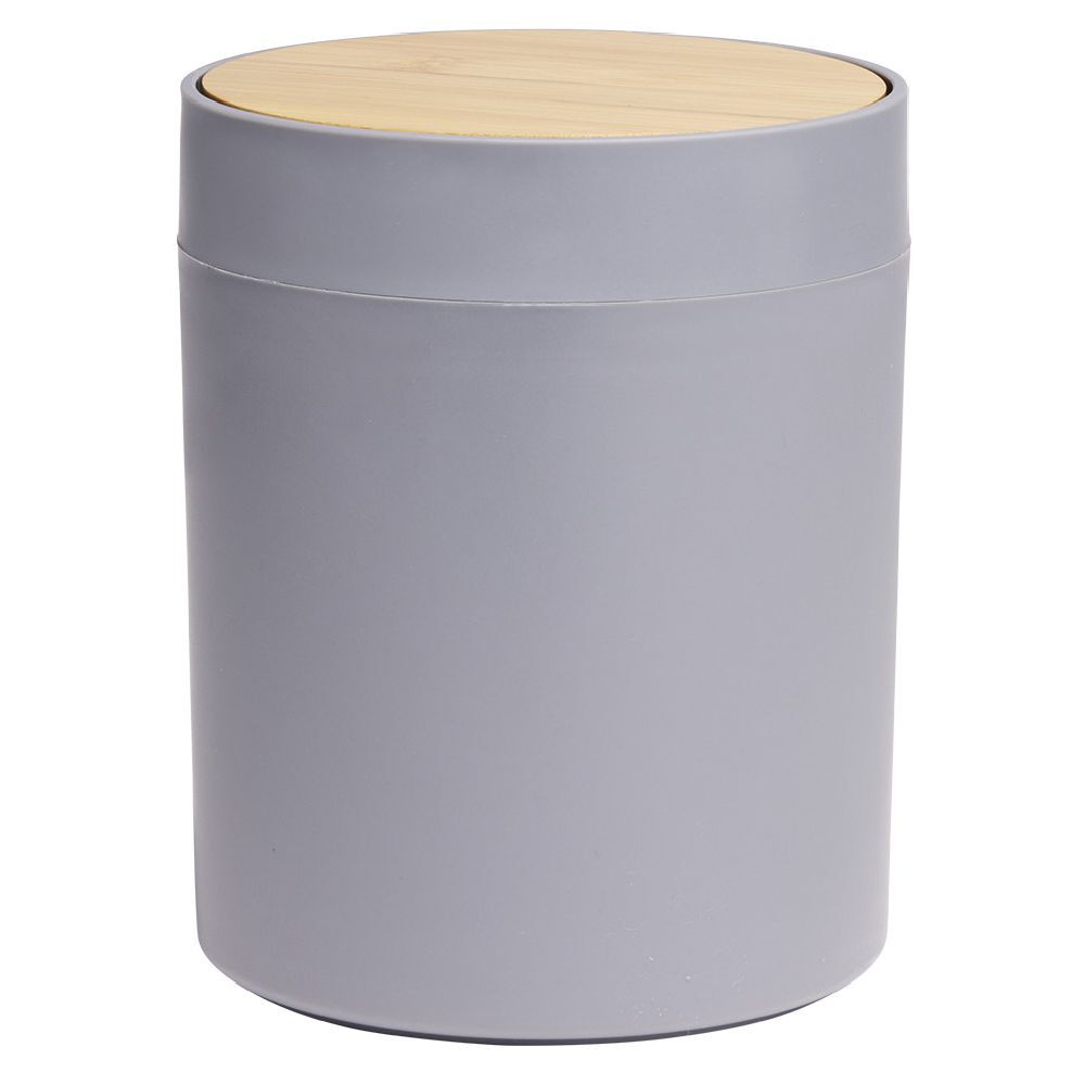 Poubelle à coton ronde métal gris Ø13,7xH17,3cm 2,5L