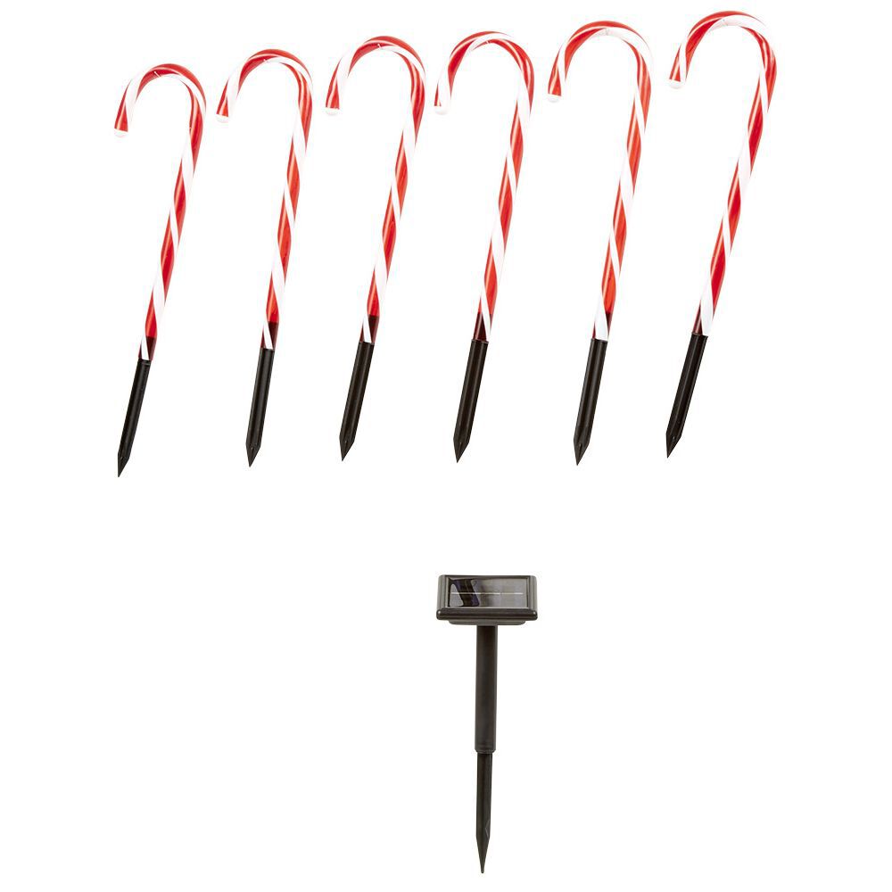 Sucre d'orge lumineux solaire x6 24 LED H43cm