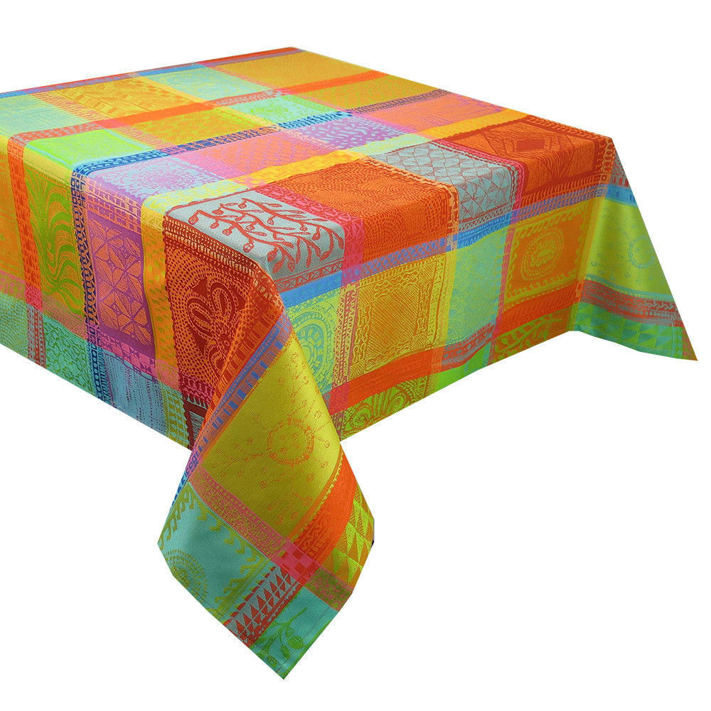 MILLE WAX CREOLE - Nappe carrée  pur coton orange 180x180 cm