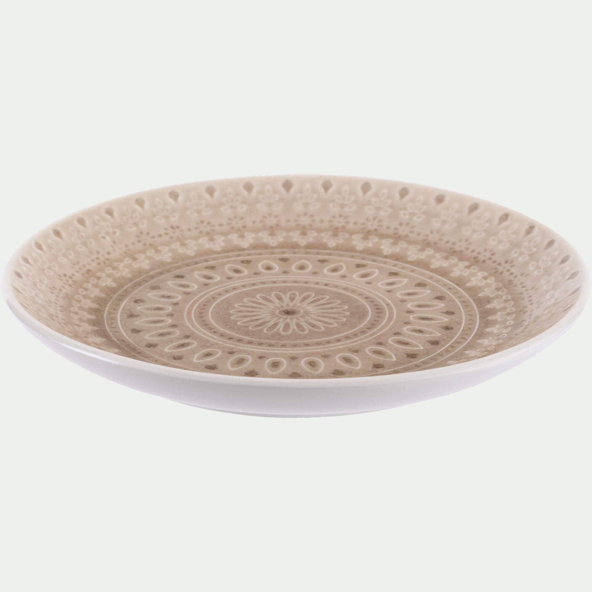 DOTS - Assiette à dessert à motifs en grès D20,7cm - beige alpilles